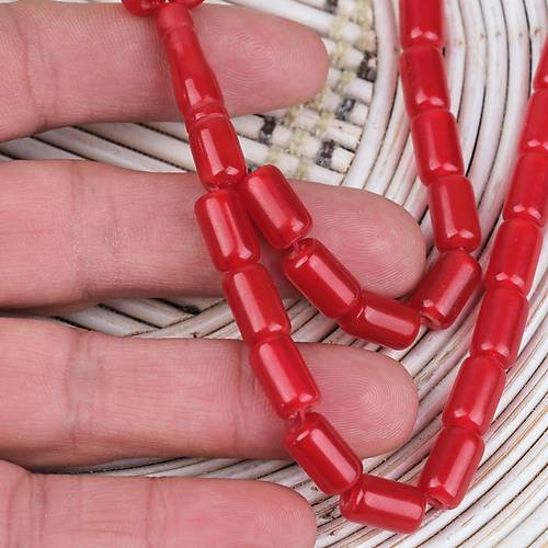 S�kma Kehribar Kaps�l Kesim 7x12mm Tesbih - Mat K�rm�z� P�sk�ls�z