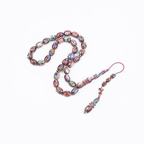 Galalit  Beyzi Kesim 8.5x12mm Tesbih - okrenk desenli