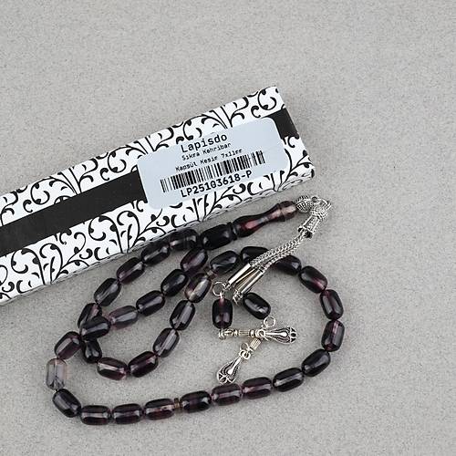 S�kma Kehribar Kaps�l Kesim Alpaka P�sk�ll� 7x11mm Tesbih