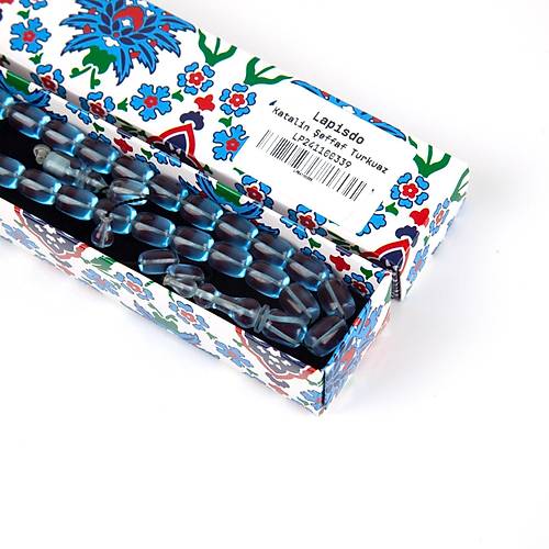 Katalin Kapsl Kesim 8x11 mm Tesbih effaf Turkuaz