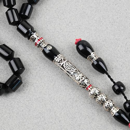 Erzurum Oltu 925Ayar Gm Nakka mame Ulu Kapsl Kesim 9x12mm Tesbih