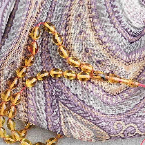 S�kma Kehribar Beyzi Kesim Bilek Boy 5x8mm Tesbih P�sk�ls�z Sar� K�rm�z�