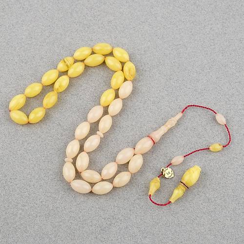 Osmanl� S�kma Kehribar Eski Obje D�nem Yap� Arpa Kesim 7x12.5mm Tesbih