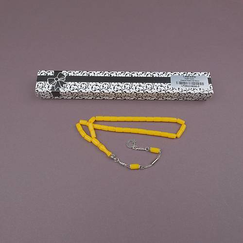 U�ak Cam� Kesme Kesim 6x10mm Tesbih Alpaka P�sk�ll� Koyu Sar�