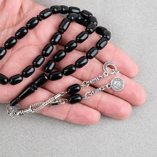 S�kma Kehribar Kaps�l Kesim Alpaka P�sk�ll� 7x11mm Tesbih