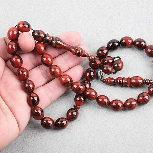 Skma Kehribar Usta i mzal Tombul Beyzi Kesim 11x13mm Tesbih