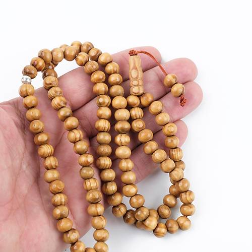Meram Kavak 99luk Kre Kesim 7.5mm Namaz Tesbihi-Ak Kahverengi