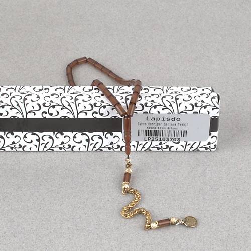 S�kma Kehribar Bilek Boy Kesme Kesim 4x7mm Sallama Tesbih Kahverengi