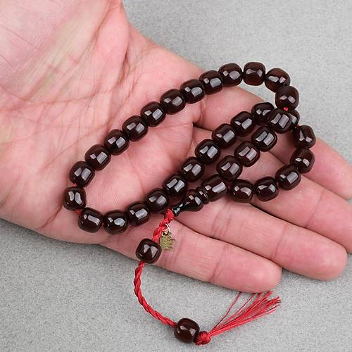 Omari S�kma Kehribar F��� Kesim Oturtma �mameli Sistemli 9x9mm Tesbih