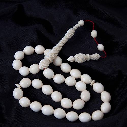 Fildi�i Kalem ���ilikli �mame /Hitame Beyzi Kesim 10.5x13mm Tesbih (51gr)