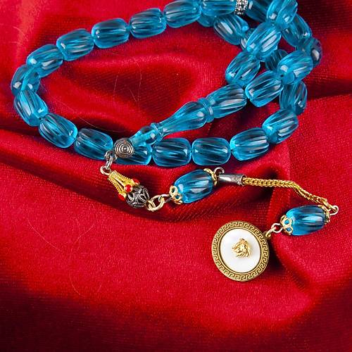 Ate Kebribar lemeli Habbe 925Ayar Gm Pskl Kapsl Kesim 8x11.5mm Tesbih