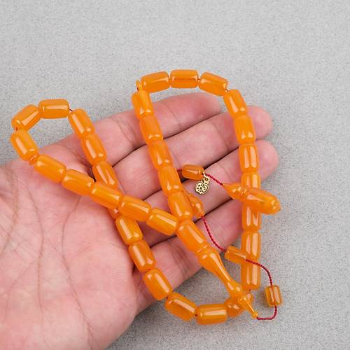 Skma Kehribar Usta i mzal Kapsl Kesim 8x12mm Tesbih