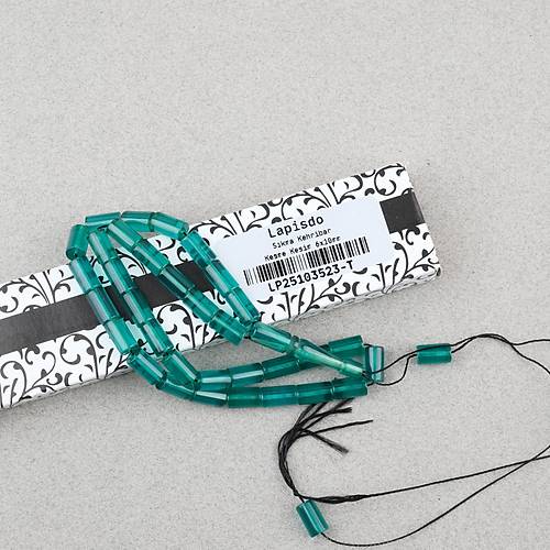 S�kma Kehribar Kesme Kesim 6x10mm Tesbih P�sk�ls�z A��k Ye�il