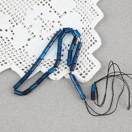 Ate� Kehribar Kesme Kesim 4x7mm Tesbih- Koyu Petrol Mavisi