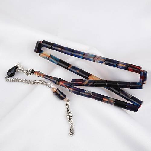 S�kma Kehribar Alpaka P�sk�l Kesme Kesim 6x10.5mm Tesbih