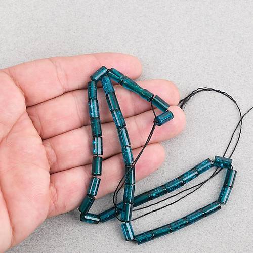 S�kma Kehribar Bilek Boy Kesme Kesim 5x9mm Tesbih -Koyu Ye�il