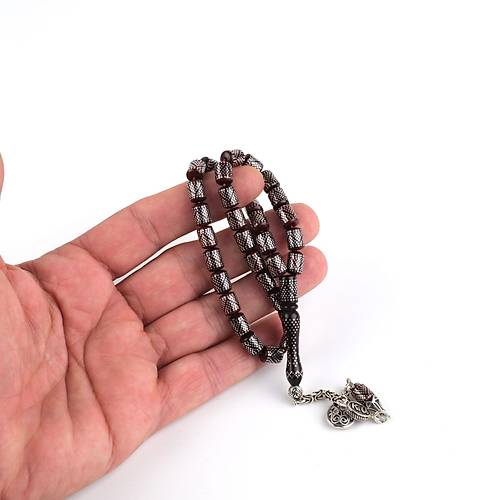 Kuka 925Ayar Gm akm ve Pskl Kapsl Kesim 6.5x8.5mm Tesbih
