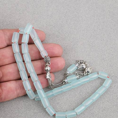 U�ak Cam� Alpaka P�sk�l Kesme Kesim 7x10.5mm Tesbih - Su Ye�ili