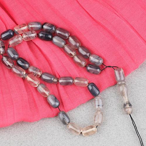 S�kma Kehribar Kaps�l Kesim 7x11mm Tesbih P�sk�ls�z Gri