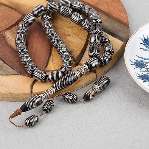 Erzurum Oltu 925Ayar Gm leme Kuka Nakka mame Usta i mzal Kapsl Kesim 10x13mm Tesbih
