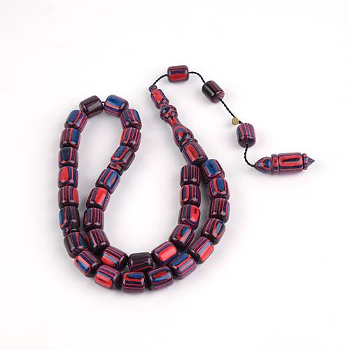 Kafur A�ac� Usta ��i �mzal� Kaps�l Kesim 10x14mm  Tesbih - Bordo Mavi