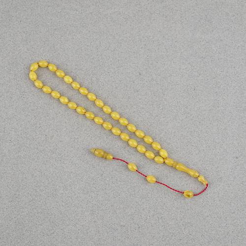 S�kma Kehribar Beyzi Kesim Sistemli Bilek Boy 5x8mm Tesbih Hardal