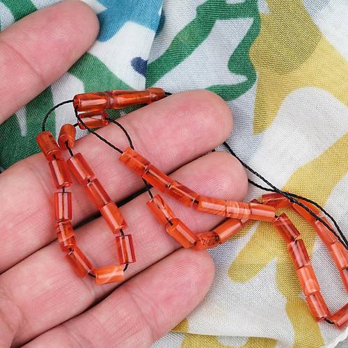 S�kma Kehribar Kesme Kesim 4x7mm Tesbih- Krem- Turuncu