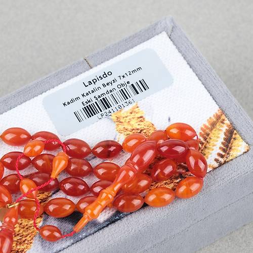 Kadim Katalin Eski amdan Obje Beyzi Kesim 7x12mm Tesbih