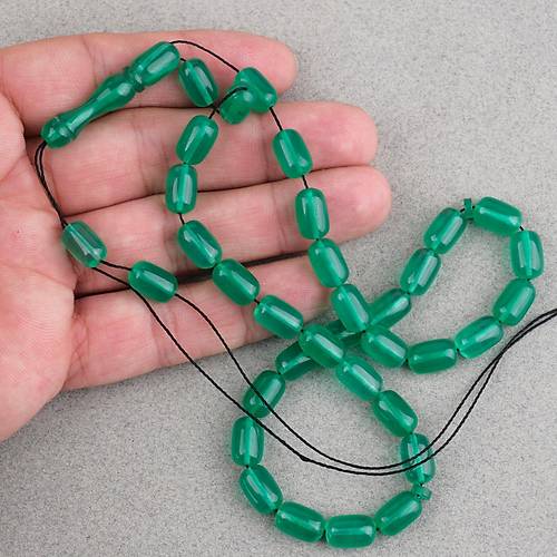 S�kma Kehribar Kaps�l Kesim 7x11mm Tesbih P�sk�ls�z Ye�il