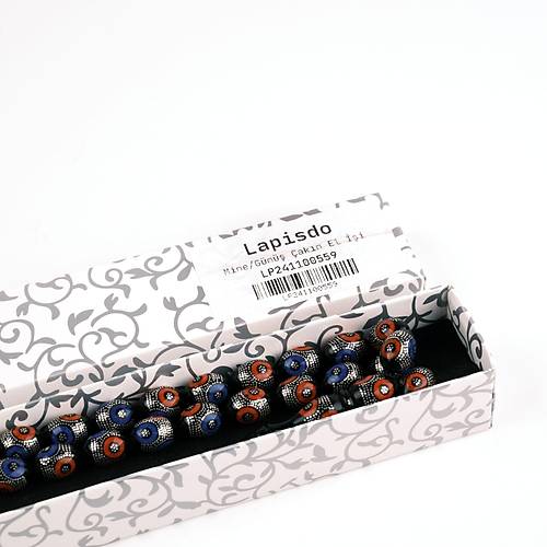 Erzurum Oltu Beyzi Kesim Mercan ve Mine�1000 Ayar G�m�� ��lemeli�9.5x13.5mm Tesbih