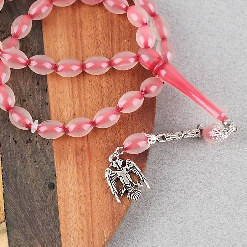 Kedig�z� Alpaka P�sk�ll� Beyzi Kesim 7x11mm Tesbih- K�rm�z�