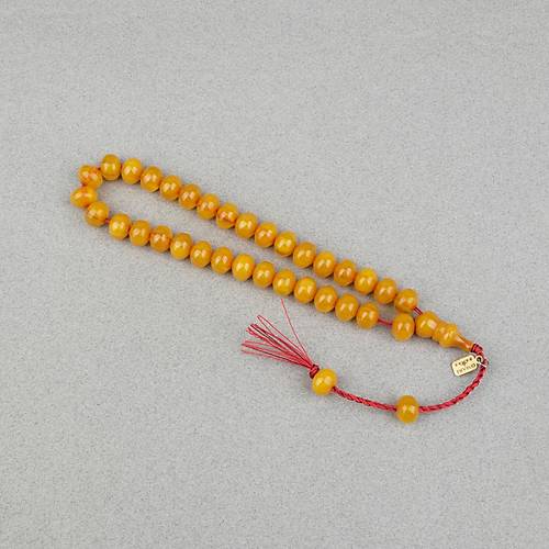 S�kma Kehribar Bas�k K�re Kesim Omari Sistemli 9x11mm Tesbih-Sar�