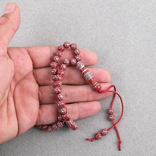 Hac Umre Hediyelik Ta�l� 99luk 7mm Tesbih - K�rm�z�