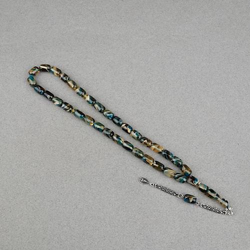 Arizona Katalin Alpaka P�sk�l Kaps�l Kesim 8x12mm Tesbih- Mavi Sar�