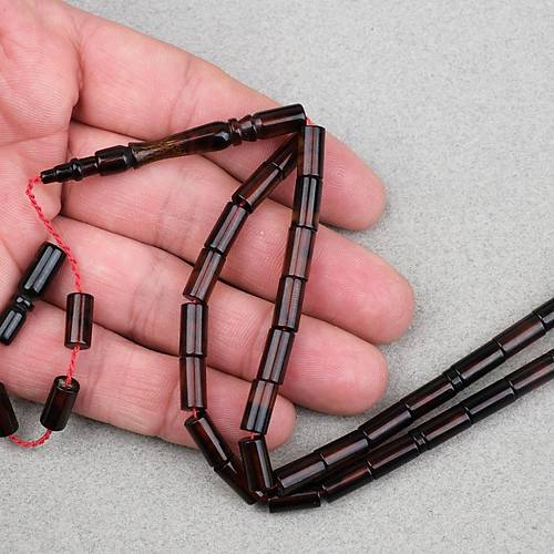 S�kma Kehribar Sistemli Kesme Kesim 5x10mm Tesbih- �effaf Siyah Yans�mal�