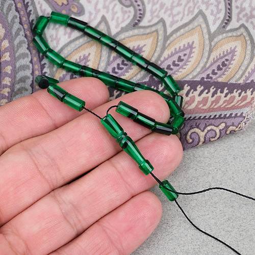 Ate� Kehribar Kesme Kesim 4x7mm Tesbih- Ye�il