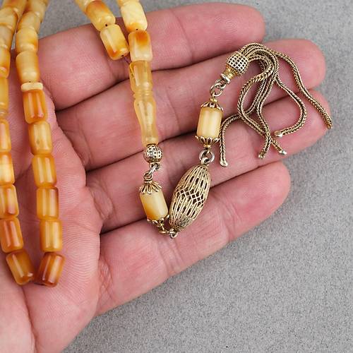 Rus Kaya Damla Kehribar 925Ayar G�m�� P�sk�l Kaps�l Kesim 6x9mm Tesbih