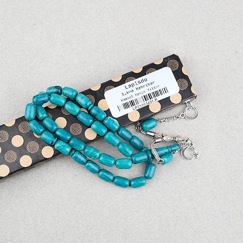 S�kma Kehribar Kaps�l Kesim Alpaka P�sk�ll� 7x11mm Tesbih