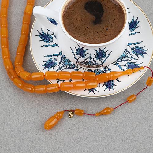 Skma Kehribar Usta i mzal Kapsl Kesim 8x12mm Tesbih