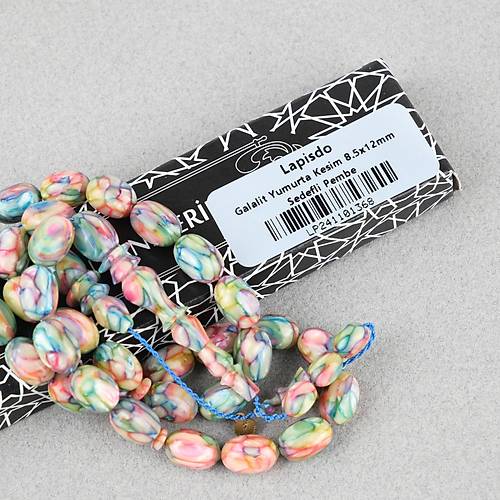 Galalit Yumurta Kesim 8.5x12mm Tesbih -Sedefli Pembe