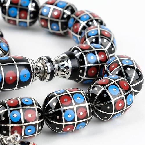 Erzurum Oltu 925Ayar Gm lemeli Nakka mame Gm Pskl Kapsl Kesim 13x15mm Tesbih