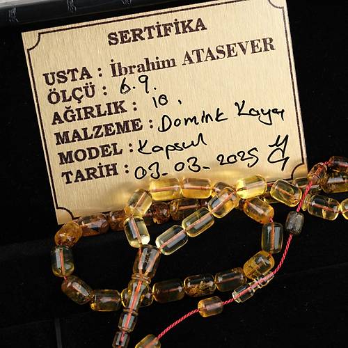 Dominik Kaya Damla Kehribar Kapsl Kesim 6x9mm Tesbih