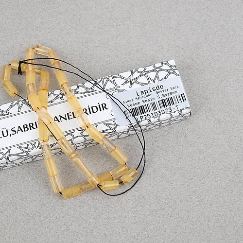 Skma Kehribar  Bilek Boy Kesme Kesim 5.5x10mm Tesbih-effaf Sar