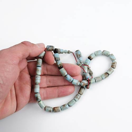 Kadim Katalin Eski Obje Usta i mzal Kapsl Kesim 7.5x11mm Tesbih -Firuze