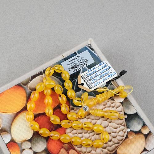 S�kma Kehribar �ubuk  Usta ��i �mzal� Yumurta Kesim 10x13mm Tesbih