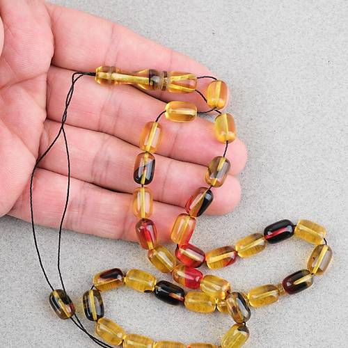 S�kma Kehribar Kaps�l Kesim 7x11mm Tesbih P�sk�ls�z