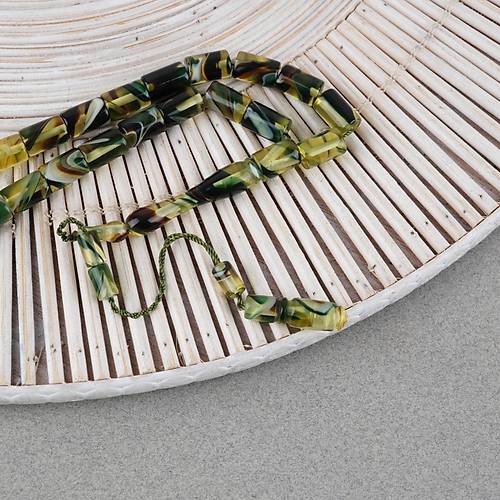 Arizona Katalin Sistemli Kesme Kesim 7x11mm Tesbih - Ye�il Siyah