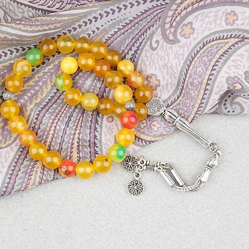 Akik Ta�� K�re Kesim 10mm Tesbih Alpaka P�sk�ll�