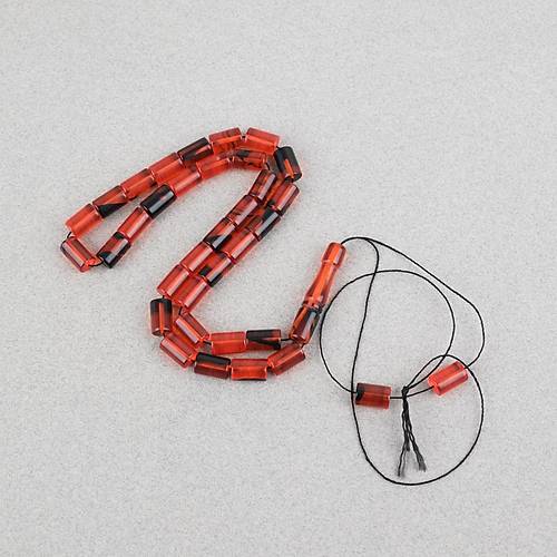 Ate� Kehribar Kesme Kesim 7x11mm Tesbih -�effaf K�rm�z�