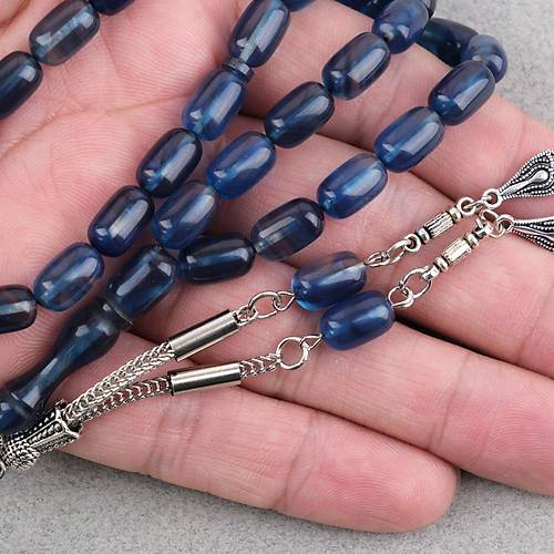 S�kma Kehribar Kaps�l Kesim Alpaka P�sk�ll� 7x11mm Tesbih